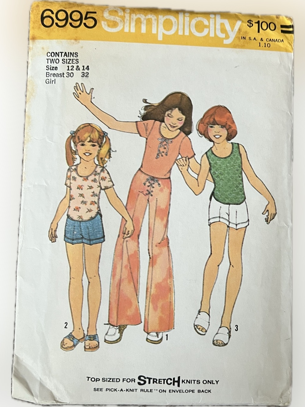 🔴NEW VTG Top Pants Short Simplicity 6995 Uncut Pattern Sewing Girls 12, 14